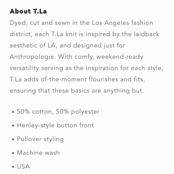 NWT Anthropologie | t.la Ithica Henley Top - Picture 2 of 8